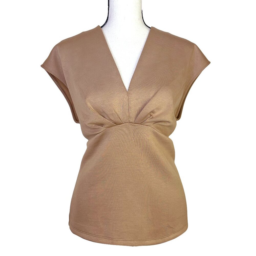 NWOT Banana Republic V Neck Pleated Scuba Top
